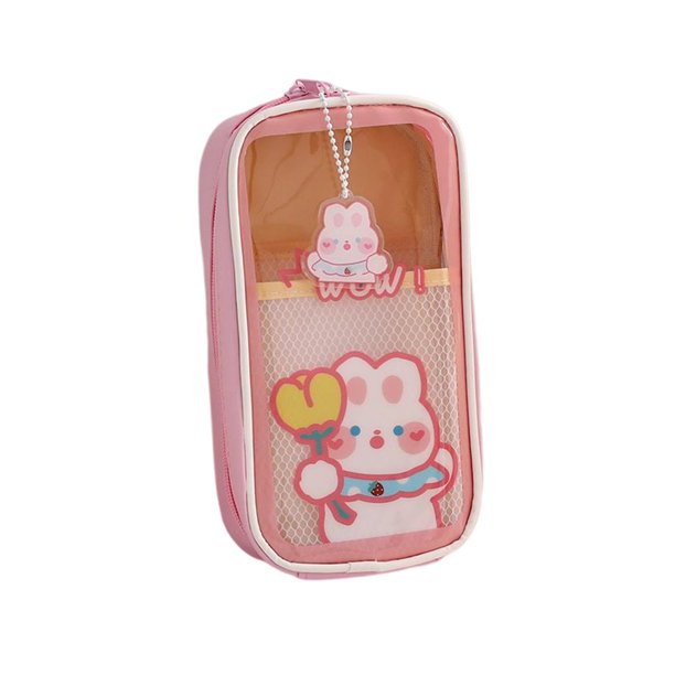 Seitruly Estuche de gran capacidad para lápices, estuche con cremallera, clasificación, organizador de papelería, material escolar y de cartulina Rosa Tipo 2