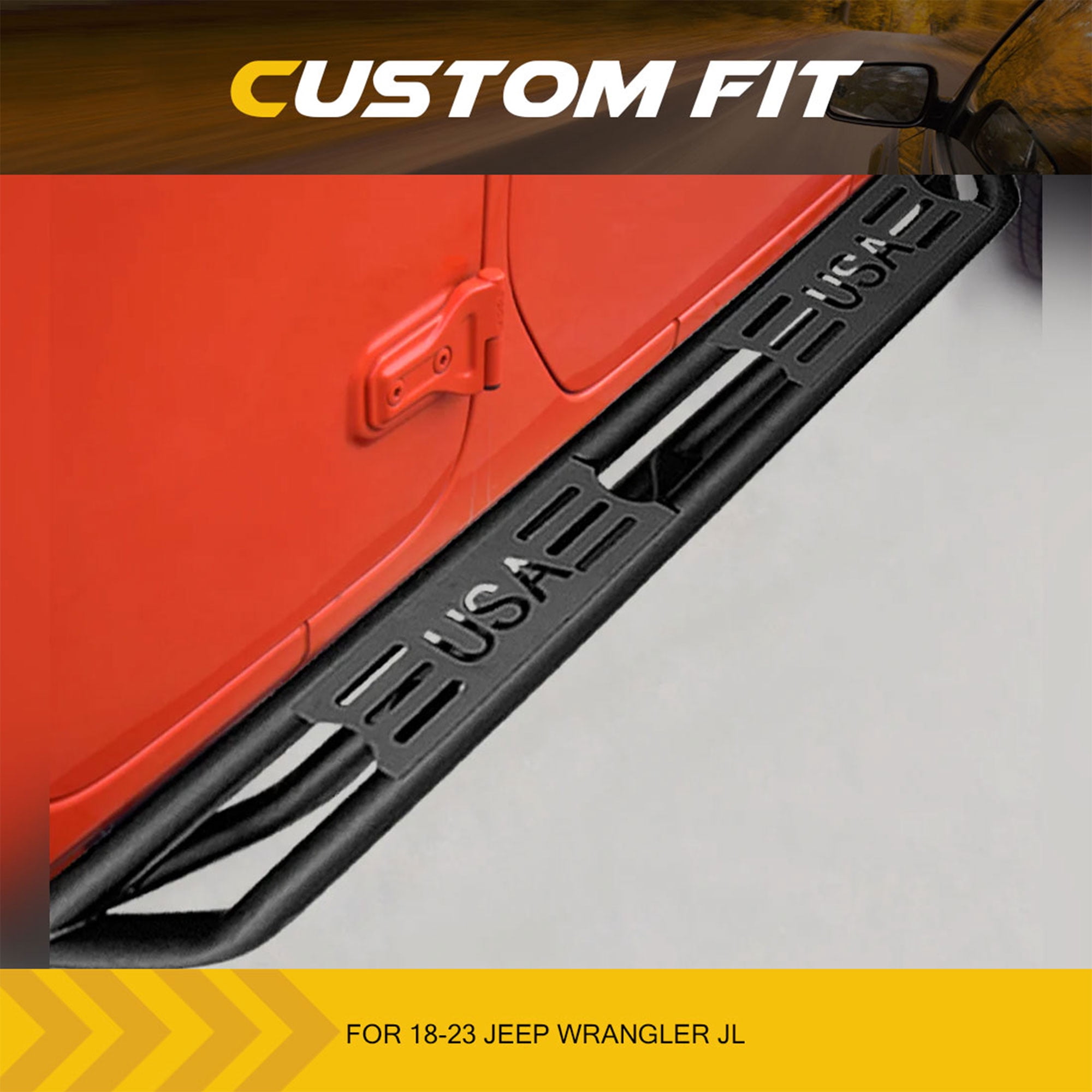 AMERICAN MODIFIED USA Style Side Step Bars for 18 to 23 Jeep Wrangler JL