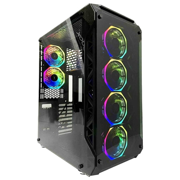 Rhinomax A17 Series Phoenix Full-Tower E-ATX/ATX/M-ATX Computer Gaming Case with 3-Sided Reinforced Glass, USB 3.0, 6 ARG Light-Emitting 12cm Fans with 1 ARGB Fan Controller…