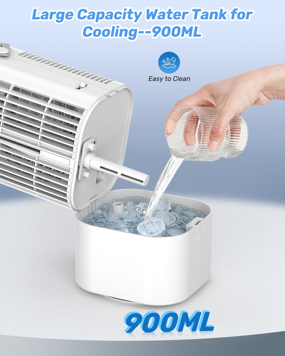 Teanyotink Portable Air Conditioners, Evaporative Air Cooler Upgraded   Cool Mist 3 in 1, 2/4/6/8H Timer,7 Color Lights Misting Humidifier Personal Mini AC Desktop Fan for Room Home Bedroom Office