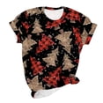 thumbnail image 2 of SELONE Christmas Clothes Women Plus Size Short Sleeve Xmas Pullover Tops Christmas Tree Tees Blouses Christmas Themed Clothing Christmas Outfits Ideas Holiday Attire Party Collection Black M, 2 of 4