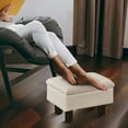 thumbnail image 3 of Tcbosik Linen Fabric Storage Ottoman with Tray Lid, Modern Footstool with Wood Legs, 15.9" Rectangle Footrest for Hallway, Entryway, Bedroom, Living Room, Easy Assembly, Beige, 3 of 7
