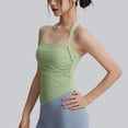 thumbnail image 4 of hoksml Women's Halter Neck Open Back Yoga Top, Ruched Waist Asymmetrical Hem Workout Tank Top with Built-in Bra, 4 of 6