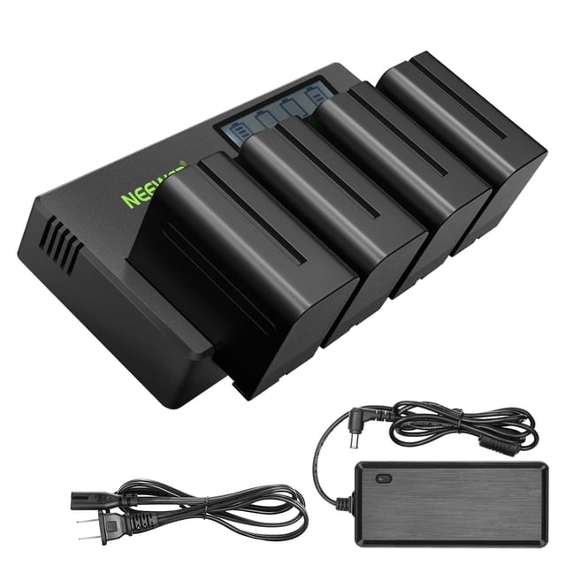 Baterías de repuesto Neewer NP-F970 de 600 mAh con cargador, paquete de 4