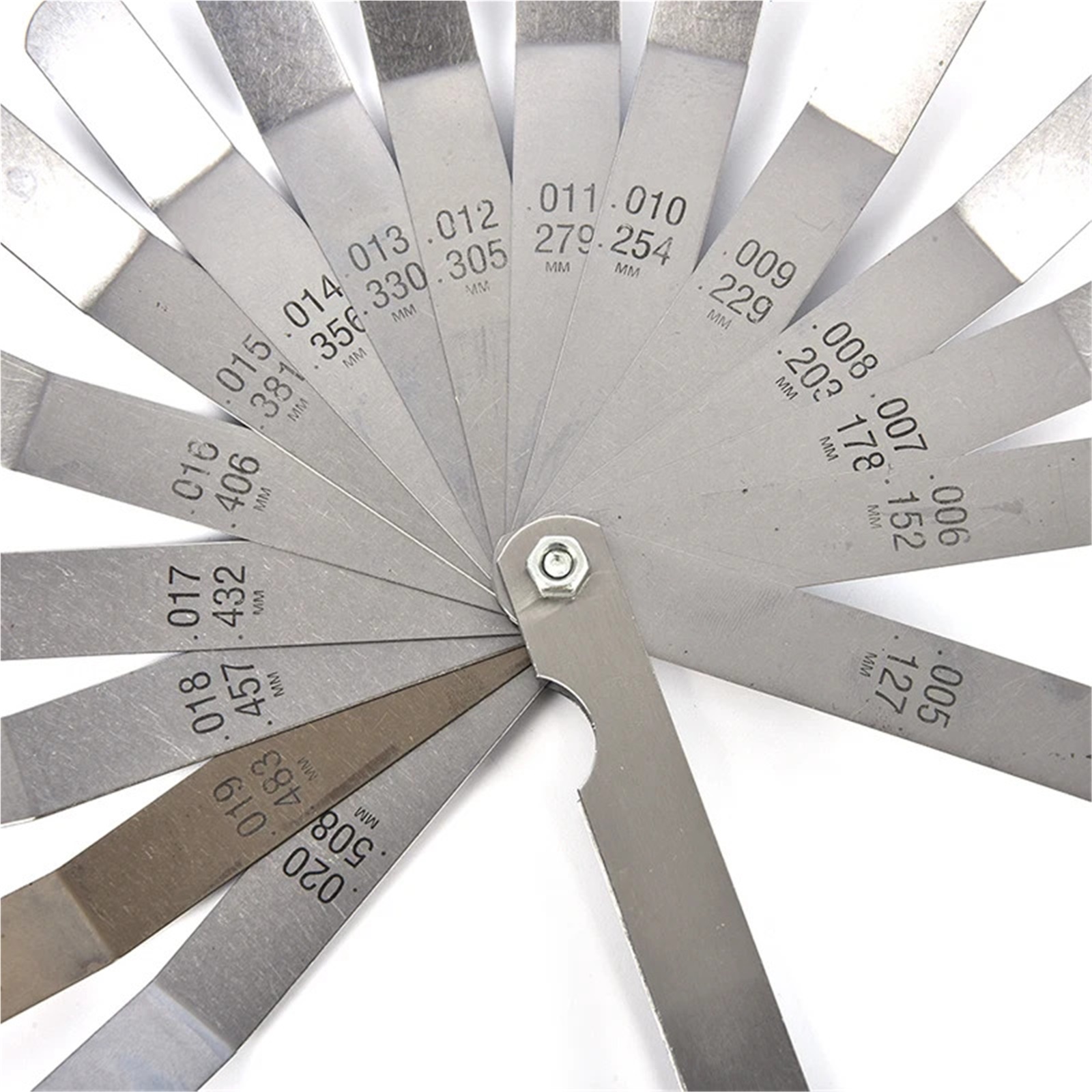 1 Set For 16 Blades Feeler Gauge 0.05 To 1mm Thickness Curved Stainless Steel Gap Metric Filler Feeler Gauge ,Easy Identification