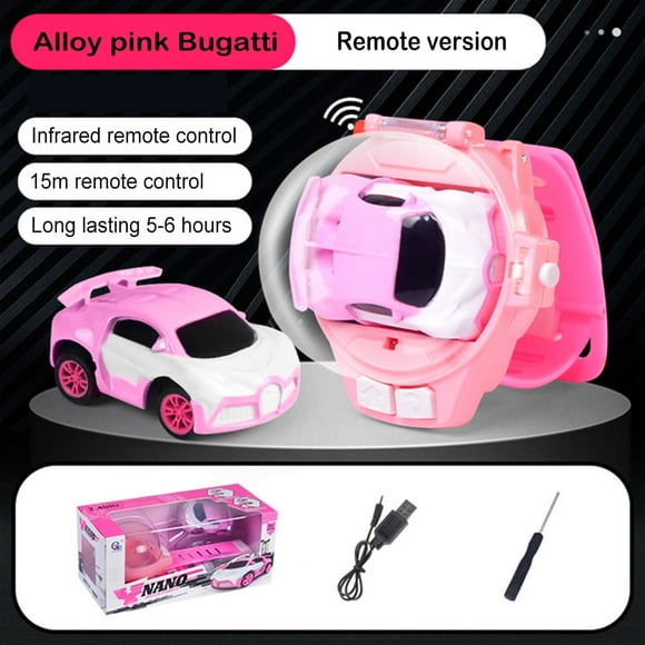 CNKOO Kids Toys, Novelty Toy for Kids Wearable Watch RC Car Mini Flexible Rechargeable Car Gift for Christmas Alloy Pink