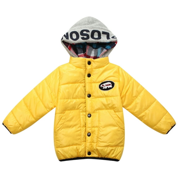 Richie House Little Boys Yellow Felt Embroidery Patch Padding Jacket 1/2