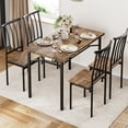thumbnail image 1 of Bingirl Dining Table Set for 4 with Upholstered Chairs, Wood Kitchen Table and Chairs Set of 4 with Corner Protector, 1 of 9