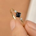 thumbnail image 4 of vylahjewellery Classic Black Gemstone Princess Cut Wedding Ring with Round Moissanite Proposal Ring, Engagement Ring, Wedding Ring for Women, 4 of 7