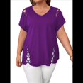 thumbnail image 1 of Blusas Tipo Túnica de Corta para Mujer, con Escote en V Recortado, Elegantes, Informales, Holgadas y Largas Púrpura L, 1 of 7