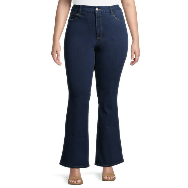 Terra & Sky Women's Plus Size Crop Flare Jeans - Walmart.com