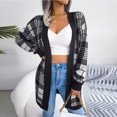 thumbnail image 1 of Pntutb Moda Mujer Otoño Invierno Color Sólido Enrejado Manga Larga Cardigan Suéter Chaqueta Tops Rollbacks Pntutb Pntutb-3742, 1 of 8