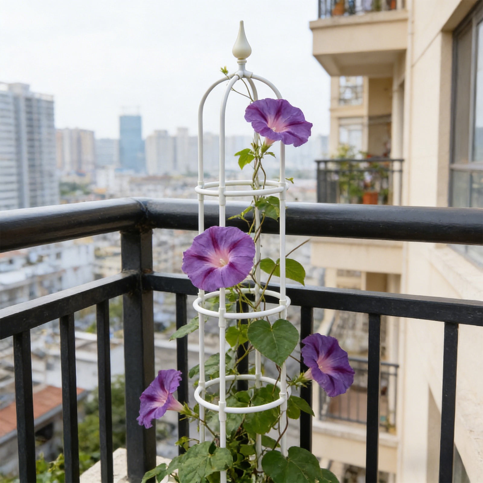 Cadancy Garden Obelisk Trellis Climbing Outdoor Plants Tall Metal Plants Support Cage with Spear Top Vertical Gardening Stand for Rose Ivy Cucumber Vine 45 Inch