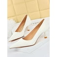 thumbnail image 4 of Frontwalk Ladies Dress Shoes Pointed Toe Pumps Slip On Pump Casual Comfort Heels Women High Heel White 10, 4 of 6