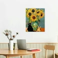 thumbnail image 3 of Nawypu Van Gogh Sunflower Black Cat Poster Canvas Wall Art Famous  for Bathroom Home Office, 3 of 5