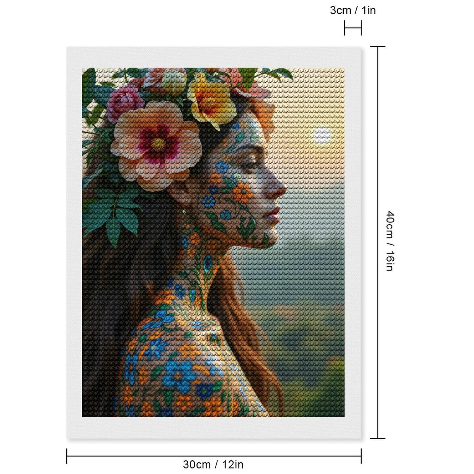 Diamond Art Kit for Adults, Floral Art Nature Portrait Woman Diamond Painting for Adults Beginners, 5D DIY Diamond Art Painting Kits, Colorful Diamond Painting Craft for Home Decor 12x16
