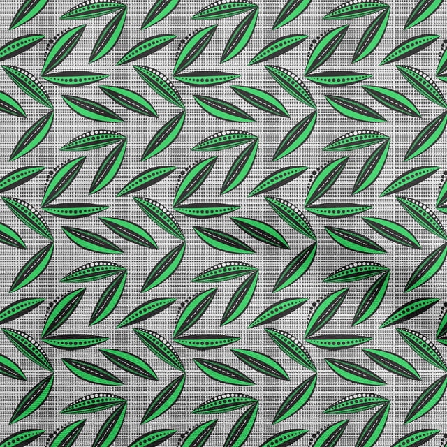 oneOone Rayon Green Fabric Abstract Leaf With Dot Sewing Craft Projects Fabric Prints By Yard 56 Inch Wide