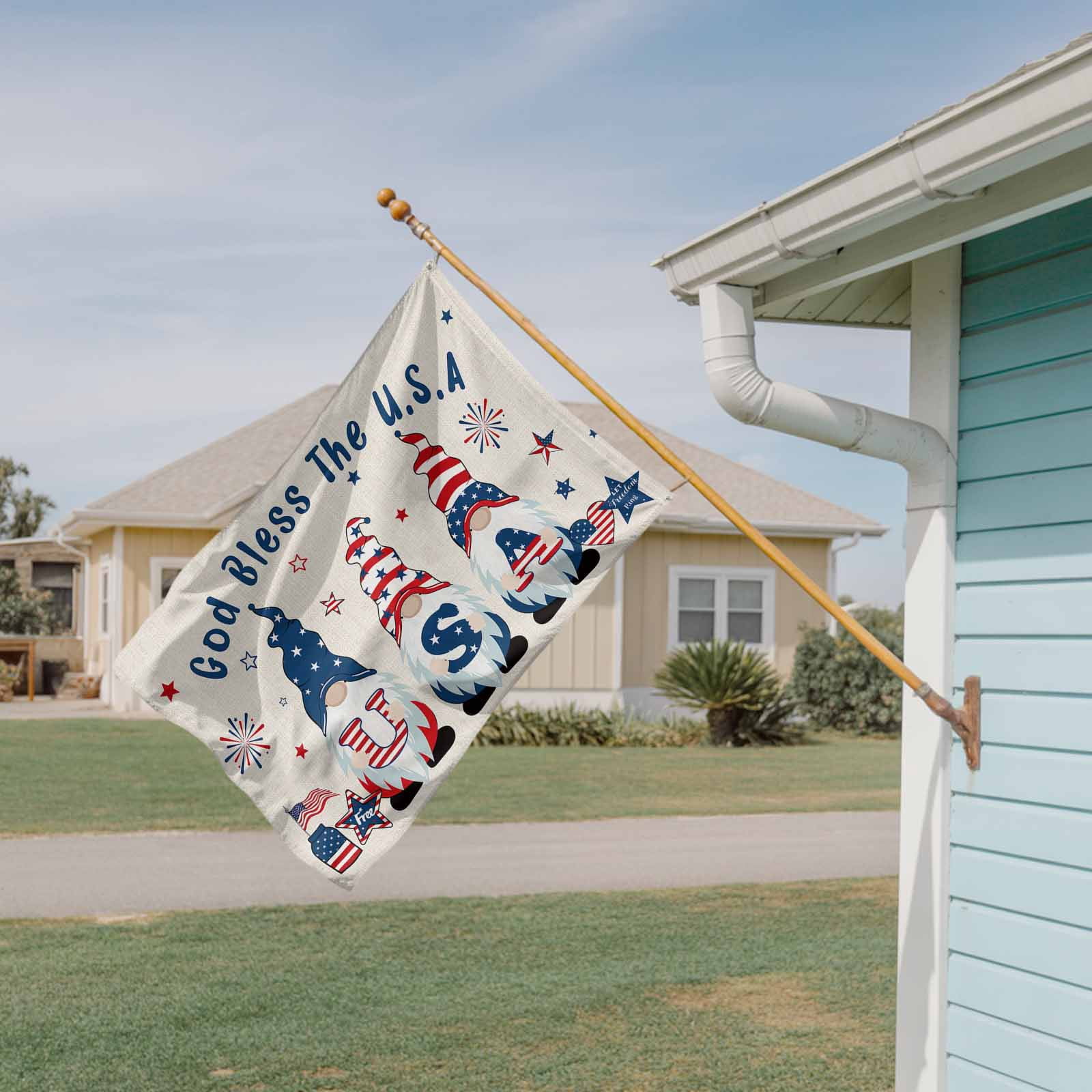 4th of July Flags for Outside 3x5 ft USA Flag Outdoor Flags Double Sided Grommets House Banner Stripes Stars Gnome Patio Yard Flag for Outdoor Party Porch Garden Independence Day Decor