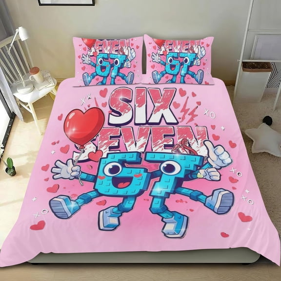 3 Piece Bedding Set For Six Seven 67 Comforter Cover Set Cute Duvet Cover Sets Super Soft Kids Teens Bedroom Gifts Twin