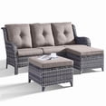thumbnail image 2 of Unnifurnzi Outdoor Patio Furniture-3 Seater Outdoor Rattan Wicker Sofa Patio Couch with Ottoman for Porch Deck Garden Backyard-Gray/Gray, 2 of 7