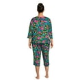 thumbnail image 4 of The Pioneer Woman 3/4 Sleeve V-Neck Top and Cropped Pant Pajama Set, 2-Piece, Women's, 4 of 5