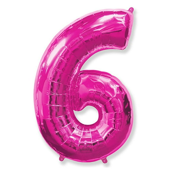 42 inch Number 6 - Fuchsia Foil Mylar Balloon - Party Supplies Decorations