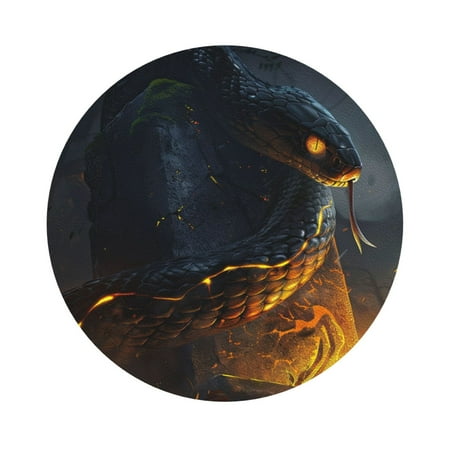 

Pofeuu Glowing Snake Dark Forest Print Leather Coasters Set of 6 Round Cups Mugs Mat Pad for Home Kitchen Heat Resistant Drink Coasters Round Shape