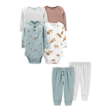 Carter's Child of Mine Baby Boy Bodysuits and Pants Outfit Set, 6 piece, Preemie-24M