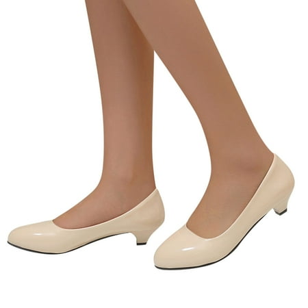 Oyedens Kitten Heels Dress Shoes for Women Ladies Formal Leather Business Low Heels Work Pump Shoes