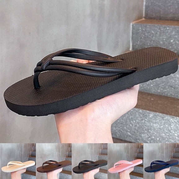 FRSASU Women's Flip-Flops Herringbone Solid Color Non-Slip Bathroom Slippers Lightweight Casual Summer Beach Slippers White