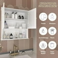 thumbnail image 5 of Bathroom Wall Cabinet, Over Toilet Storage Cabinet with Adjustable Shelf, Wooden Medicine Cabinet Space Saver with Open Shelf for Kitchen, Living Room, White, 5 of 8