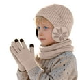 thumbnail image 6 of LIZENG Kids Fleece Lined Hat Scarf Glove Set Winter Thermal Beanie Knitted Neck Warmer Wool Mittens 3 Piece Snow Print Ski Warm Set, 6 of 7