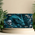 thumbnail image 6 of 1 Pcs 2D Flat License Plate Covers & Frames, Teal Dragon with Skull For Decorative Front, Waterproof For Decoration Aluminum License Plate Covers & Frames Cover For Men Women, 12" X 6", 6 of 7