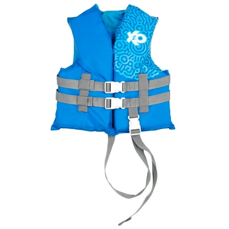X2O Universal Child Open-Sided Life Vest and Jacket, 30lbs - 50lbs, Unisex, Blue Ocean Coral