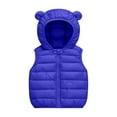 thumbnail image 2 of WAVSUF Plush Down Vest for Children's Girls Winter Jacket Vest Fashionable Cotton Solid Color Waistcoat Blue Size 6 Months, 2 of 5
