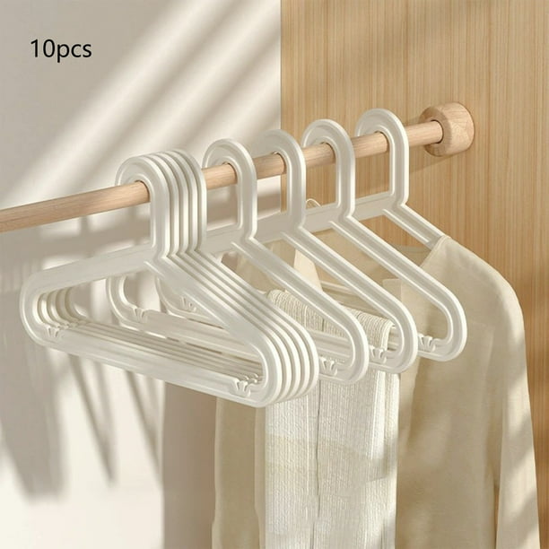 Paquete de 10 Ganchos de Ropa Plásticos Tamaño Adulto Antideslizantes Ahorradores de Espacio 16.14x9.33 pulgadas Organizador de Armario Duradero Negro Blanco Rosa