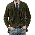 thumbnail image 5 of Retro Corduroy Coat Lapel Long Sleeve Single Breasted Casual Suit Jacket with Pockets Solid Color Loose Fit Business Outwear, 5 of 8