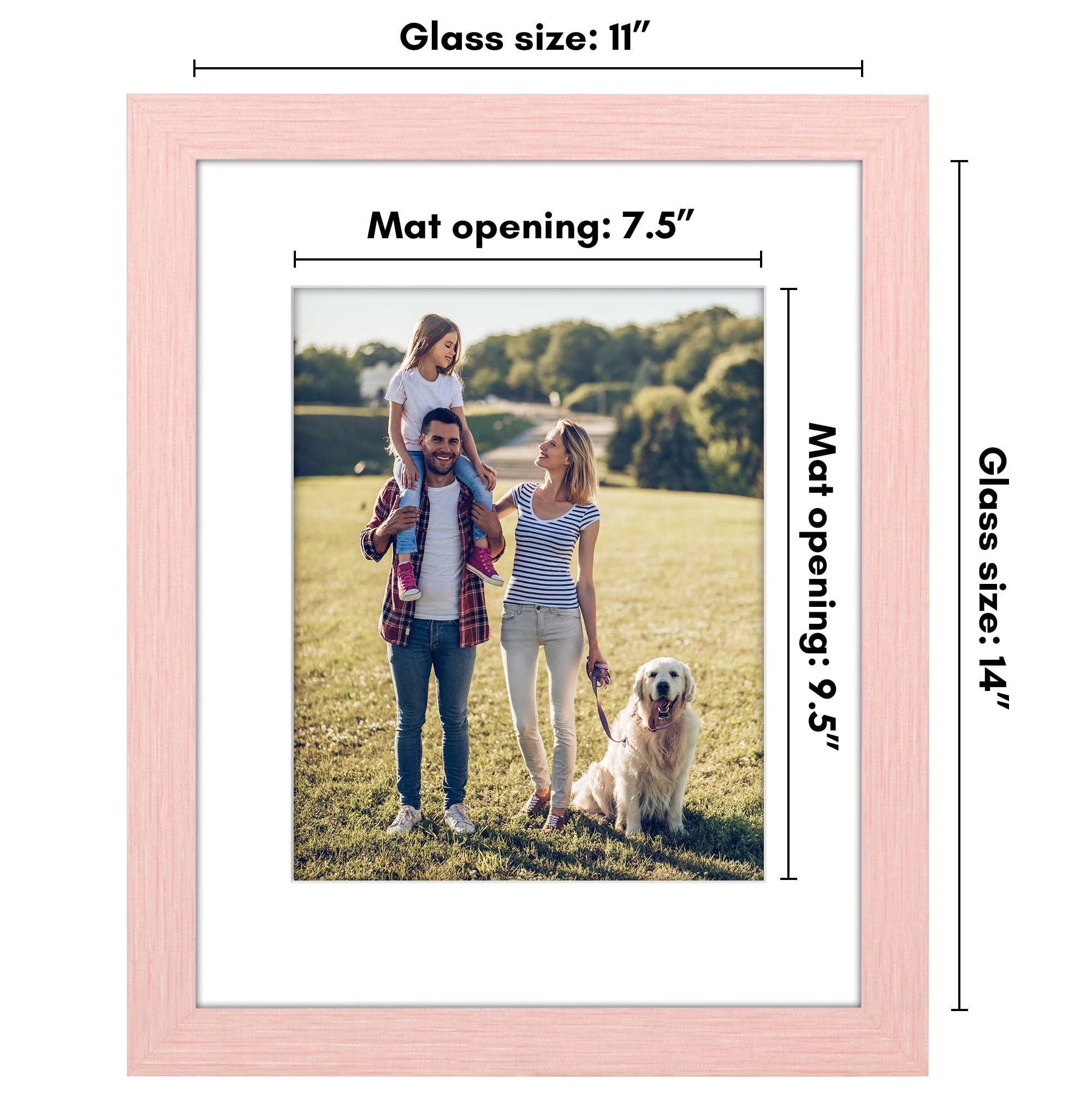 Americanflat 11x14 Picture Frame with Shatter-Resistant Glass Fits 8x10 Photos with Mat Hudson Distressed - Pink