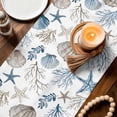 thumbnail image 3 of Coastal Seashells Table Runner 72 Inches, Nautical Beach Ocean Creatures Leaves Bed Runner Dresser Scarves Tabletop for Indoor Outdoor Parties/Ceremony/Banquet, 16" x 72", 3 of 9