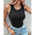 thumbnail image 3 of Tank Tops with Built in Bras Athletic Tank Tops for Women Ribbed Tank Top Fitness Workout Running Tops Black S, 3 of 8