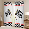 thumbnail image 2 of Homewish Race Flag Black Out Curtains,Modern Geometric Grid Curtains Pack of 2 (42x63 Each),White Black Red Bedroom Curtains For Teens,Microfiber Bedroom Decor, 2 of 6