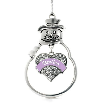 Lavender Besties Pave Heart Snowman Holiday Ornament For Best