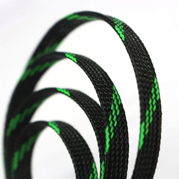 Funda para cable de alambre con funda expandible PET de 30 pies (1/4 "" verde y negro)