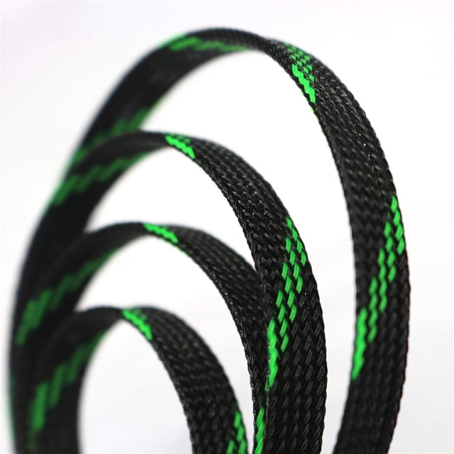 Funda para cable de alambre con funda expandible PET de 30 pies (1/4 "" verde y negro)