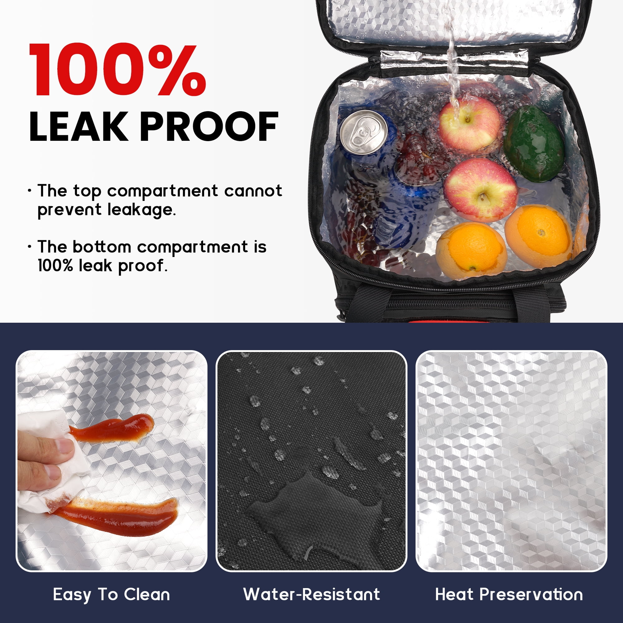 CODCEY Heavy Duty Insulated Expandable Double Deck Leakproof Large Reusable Tactical Lunch Bags