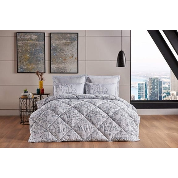 Light Gray Bedding Set - Queen Size (6 Pieces)