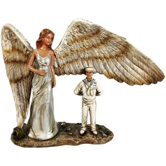 Urbalabs Army Air Force and Navy Fallen Soldier Battlefield Cross Statue Rustic Home Decor Man Cave Office Bedroom Living Room Decor Military Support (Sailor)