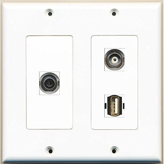 RiteAV - 1 Port USB A-A 1 Port 3.5mm 1 Port BNC - 2 Gang Wall Plate