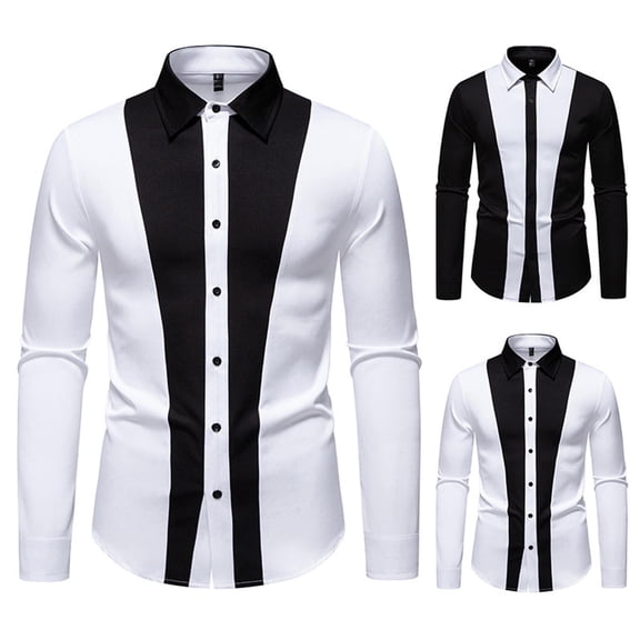 Fewfanhot Mens Sweatshirts Long Sleeve Casual Button Down Dress Shirt Slim Fit Pullover Shirt Top