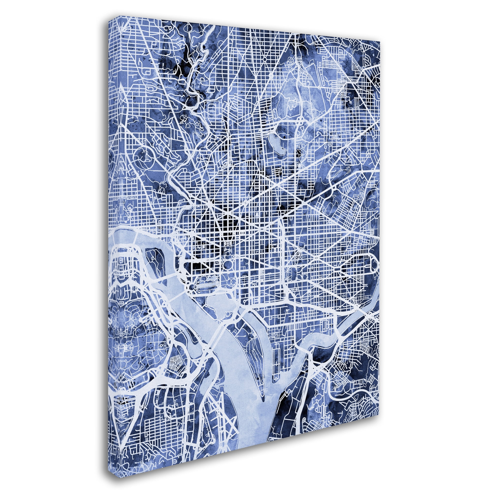 Trademark Fine Art "Washington DC Street Map B&W" Canvas Art by Michael Tompsett